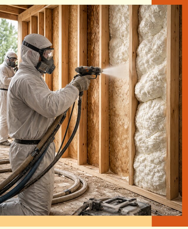 Утепление каркасного дома ППУ в Верхнем Уфалее от 2866 руб./м2 — работа под ключ | ТепломастерВрф