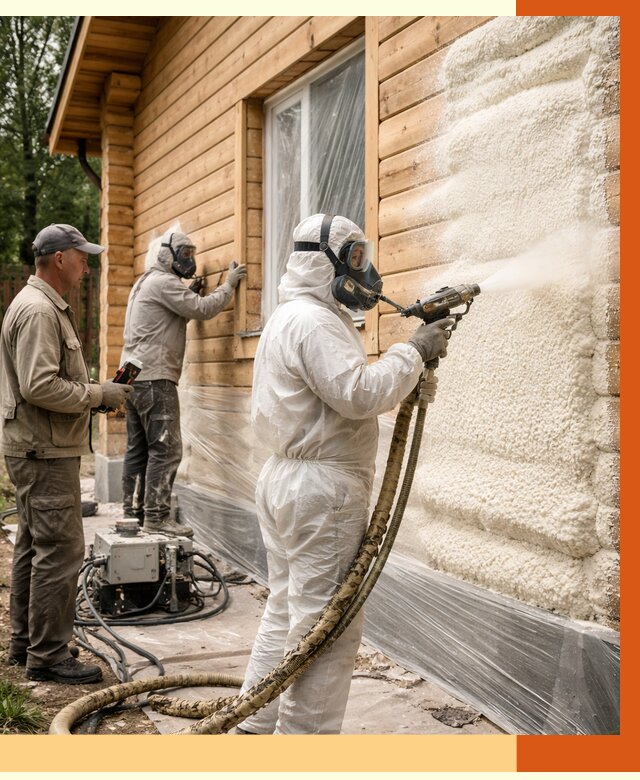 Утепление дома из бруса ППУ в Верхнем Уфалее от 3940 руб/м2 под ключ | ТепломастерВрф