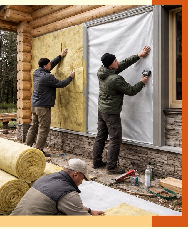 Утепление бревенчатого дома в Верхнем Уфалее от 7829 руб/м2 — заказать под ключ | ТепломастерВрф