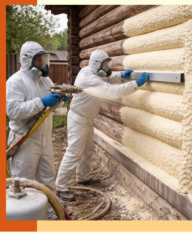 Утепление бревенчатого дома ППУ в Верхнем Уфалее эффективной изоляцией