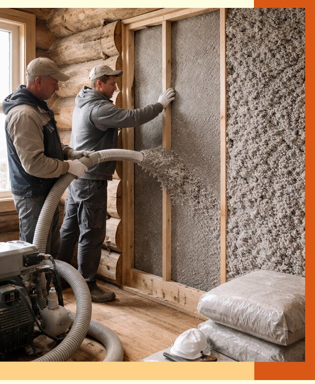 Утепление бревенчатого дома эковатой в Верхнем Уфалее от 2814 руб. | ТепломастерВрф