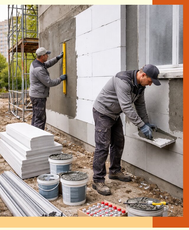 Утепление фасада и стен снаружи в Верхнем Уфалее от 4298 руб. | ТепломастерВрф