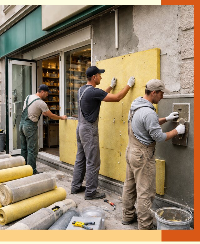 Утепление магазина в Верхнем Уфалее от 4605 руб/м2 — цена, стены и снаружи | ТепломастерВрф