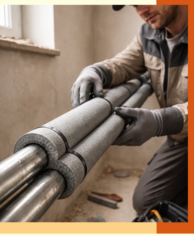 Утепление труб отопления в Верхнем Уфалее от 2917 руб. за м² — услуги под ключ | ТепломастерВрф