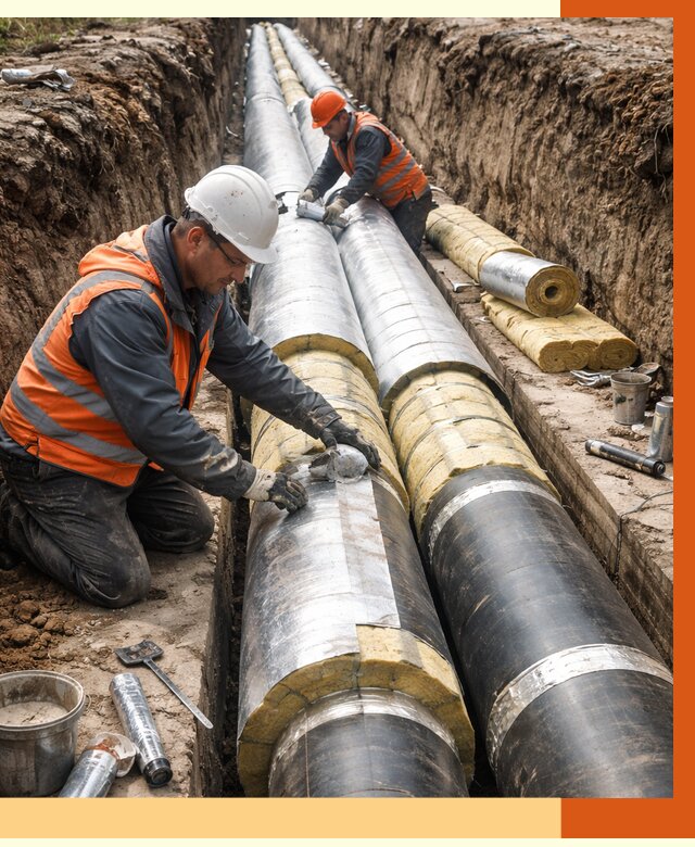 Утепление теплотрассы в Верхнем Уфалее от 4605 руб./м2 — ппу и комплексная изоляция | ТепломастерВрф