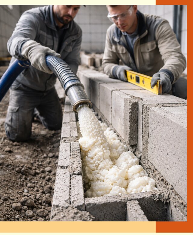 Заполнение колодцевой кладки ППУ в Верхнем Уфалее от 4298 руб. за м2 | ТепломастерВрф