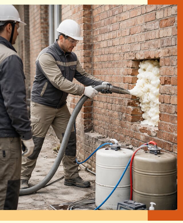 Заливка ППУ в пустоты кирпичной стены в Верхнем Уфалее от 2814 руб. | ТепломастерВрф