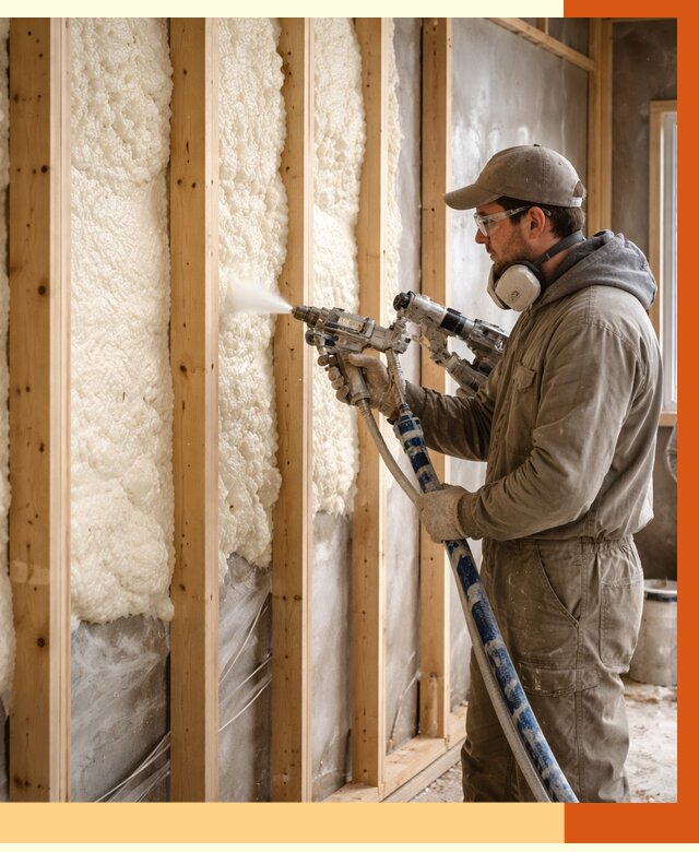 Утепление каркасной стены ППУ в Верхнем Уфалее от 4349 руб./м2 под ключ | ТепломастерВрф
