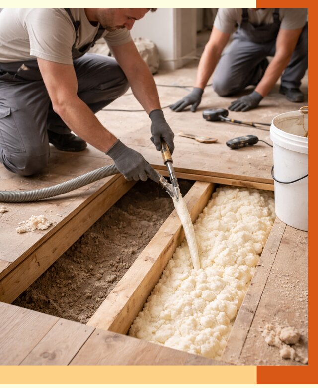 Заполнение пустот пола в Верхнем Уфалее от 2763 руб. — утепление пустот пола под ключ | ТепломастерВрф