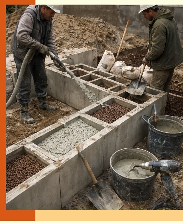 Заполнение полостей фундамента в Верхнем Уфалее герметичным утеплением и повышением прочности