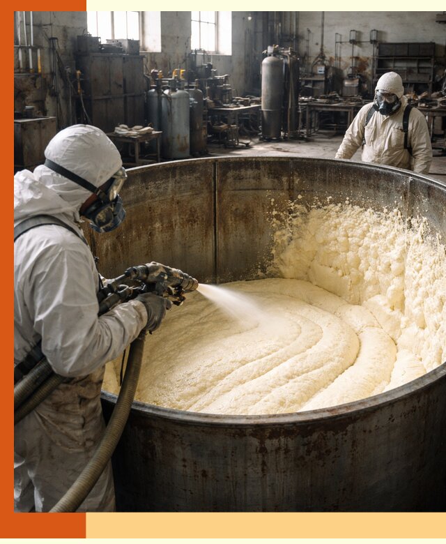 Заливка ппу в емкости с полной изоляцией и герметизацией в Верхнем Уфалее