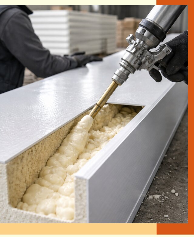 Заполнение пустот холодильных панелей в Верхнем Уфалее от 7676 руб. | ТепломастерВрф