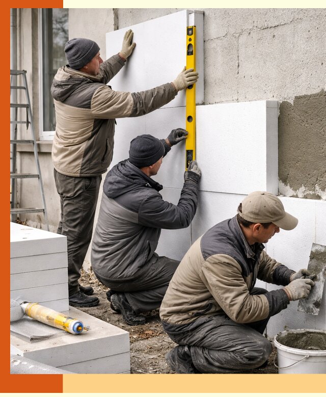 Утепление пенопластом наружных стен и фасадов в Верхнем Уфалее