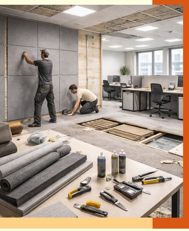 Профессиональная шумоизоляция офиса в Верхнем Уфалее от 6908 руб. за м2 | ТепломастерВрф