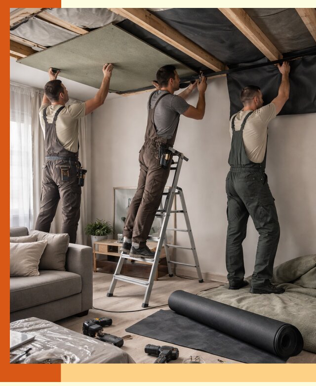 Шумоизоляция потолка в Верхнем Уфалее — профессиональное устранение шумов