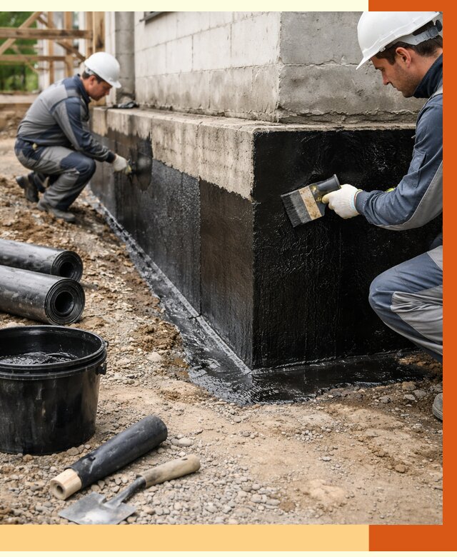 Гидроизоляция фундамента в Верхнем Уфалее от 1279 руб. — профессионально, под ключ | ТепломастерВрф