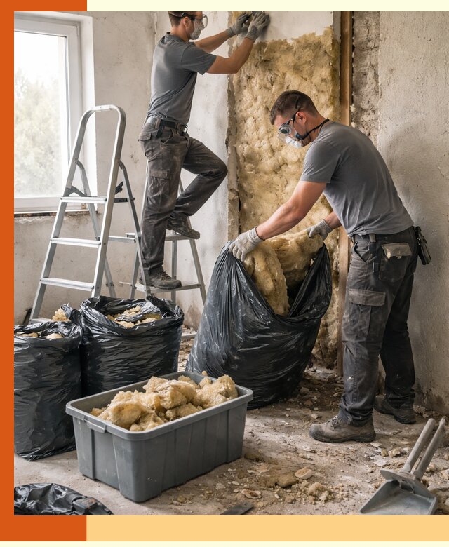 Демонтаж старого утеплителя и вывоз отходов в Верхнем Уфалее